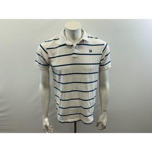 Bongo Men's White Stripped Collared T-Shirt Size M